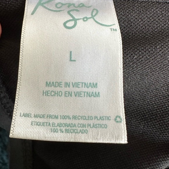 Kona Sol Women's Bandeau One Piece Strapless Swimsuit Ruffle Black Size Large - Picture 9 of 12